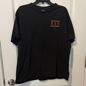 ZELOS Black T-Shirt with USA Graphic